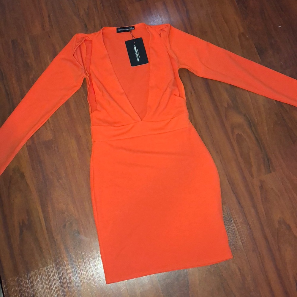 Bright orange cocktail dress